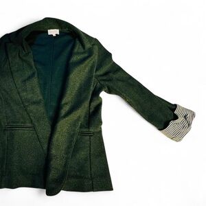 Skies Are Blue Size M, Dark Green Blazer with Striped Cuffs